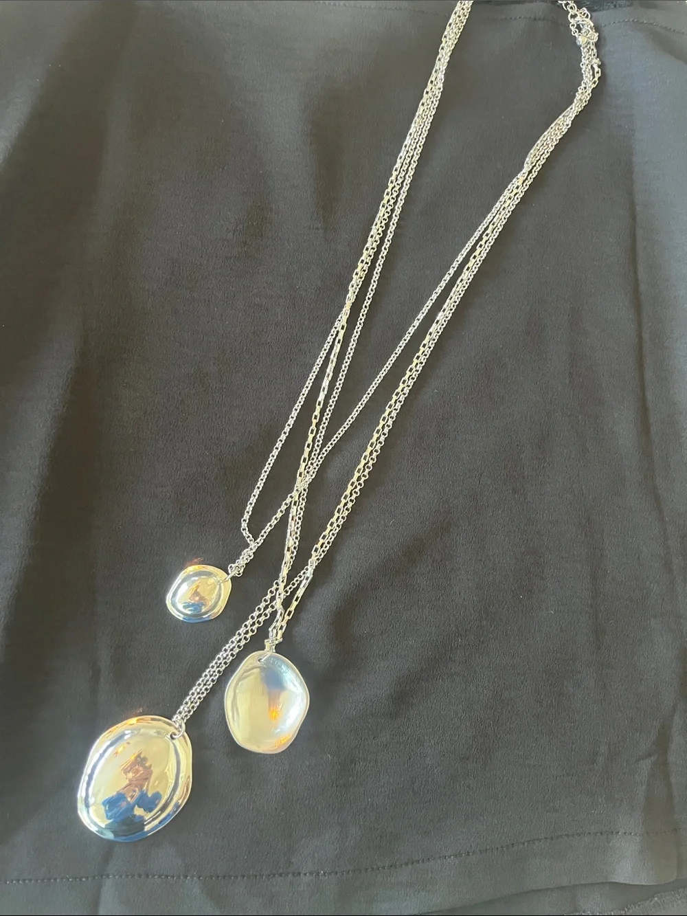Chico's Silver-Tone Triple Pendant Layered Necklace